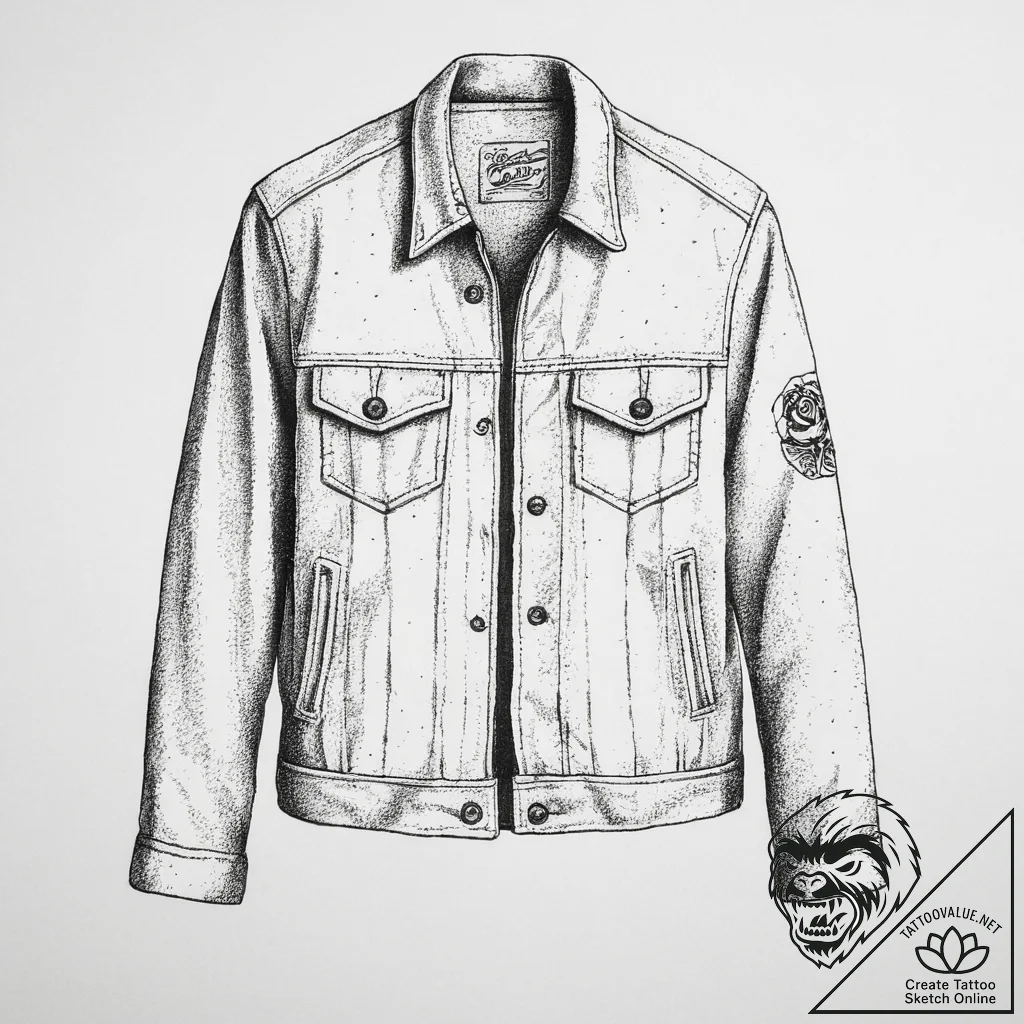 Tattoo sketch corduroy jacket with a design,... - tattoo sketch (№1757332588_0, 08.09.2025 11:56) — tattoovalue.net