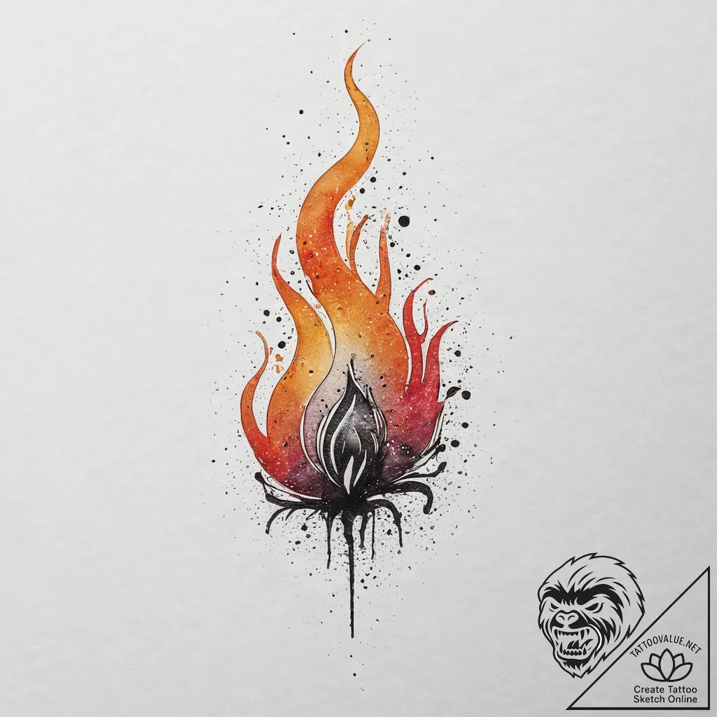 Tattoo sketch fire, concept art for tattoo, d... - tattoo sketch (№1757334927_0, 08.09.2025 12:35) — tattoovalue.net