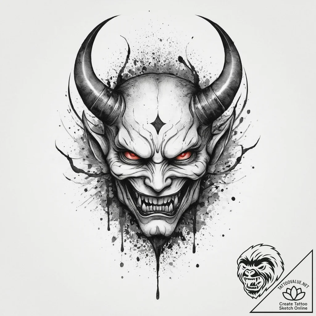 Tattoo sketch irezumi демон они, ink illustra... - tattoo sketch (№1757335510_0, 08.09.2025 12:45) — tattoovalue.net