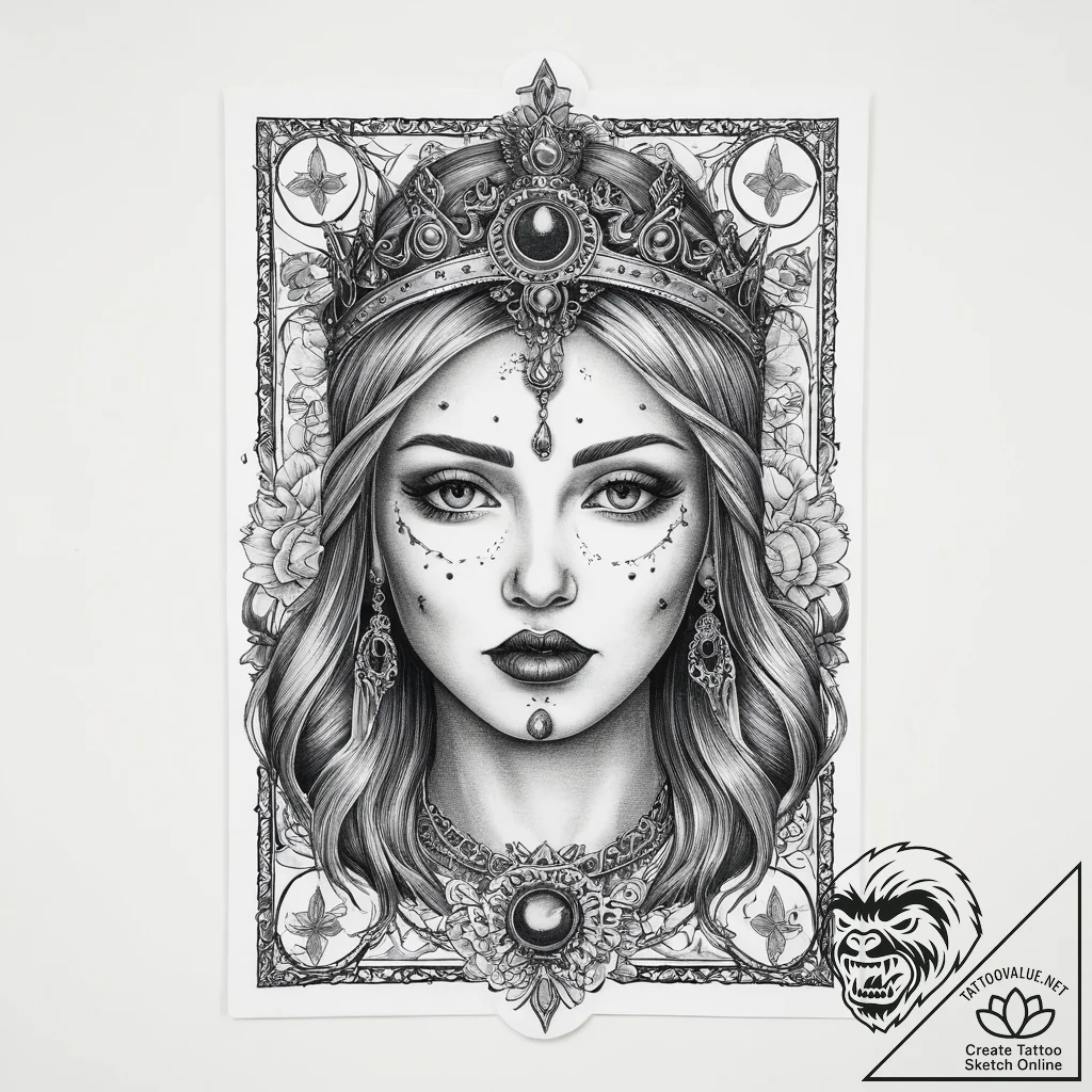 Tattoo sketch tarot card emperor, tattoo sket... - tattoo sketch (№1757336486_0, 08.09.2025 13:01) — tattoovalue.net