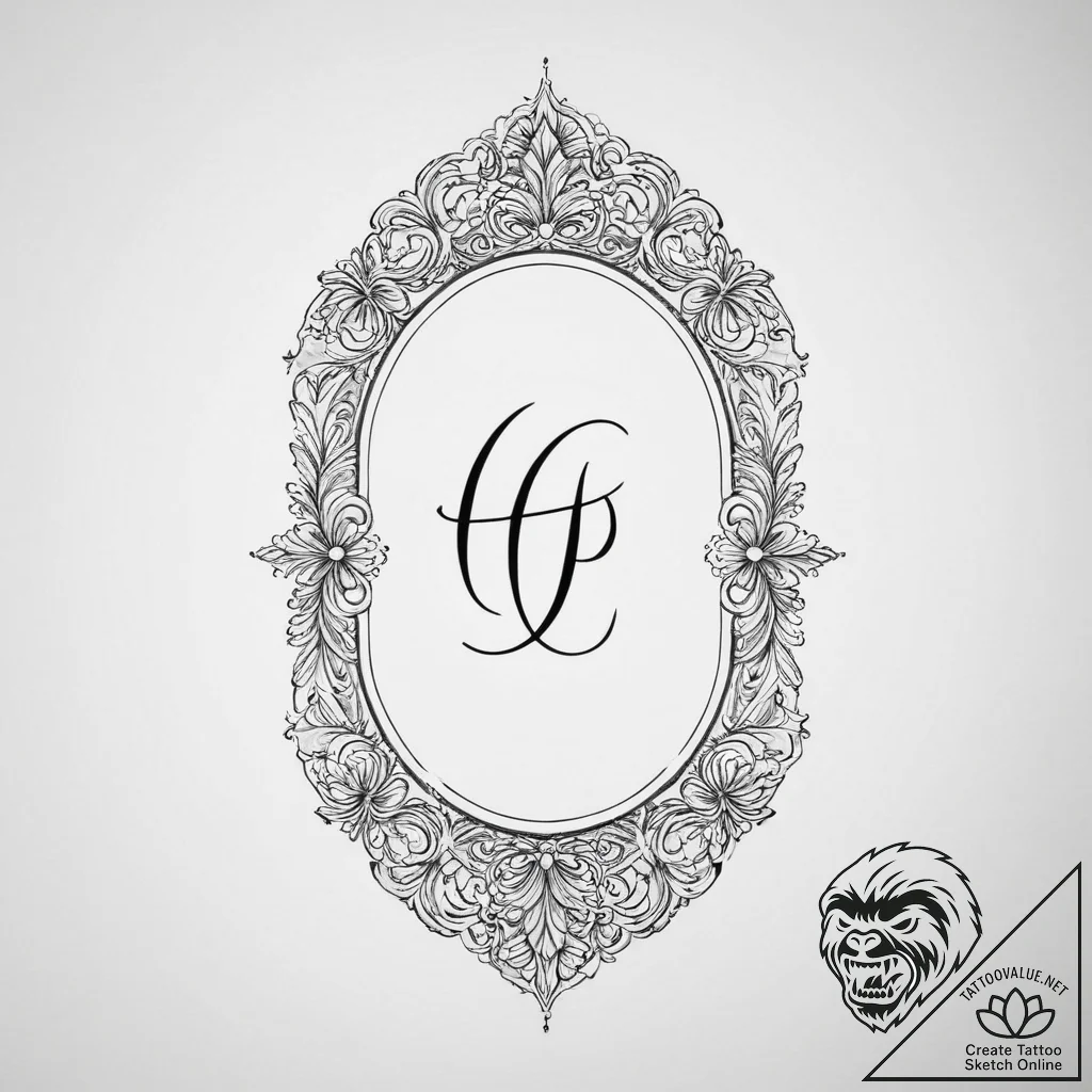 Tattoo sketch cartouche with a name - tattoo sketch (№1757336876_0, 08.09.2025 13:07) — tattoovalue.net