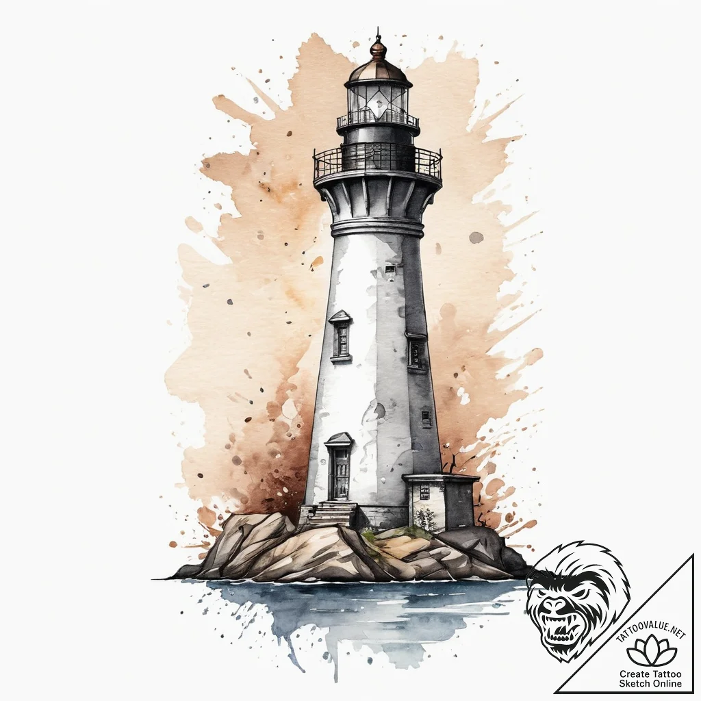 Tattoo sketch lighthouse, concept art for tat... - tattoo sketch (№1757337265_0, 08.09.2025 13:14) — tattoovalue.net