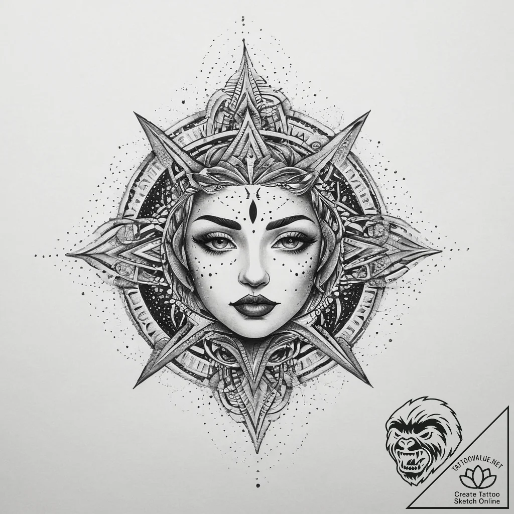 Tattoo sketch cosmic character, artistic tatt... - tattoo sketch (№1757337469_0, 08.09.2025 13:17) — tattoovalue.net