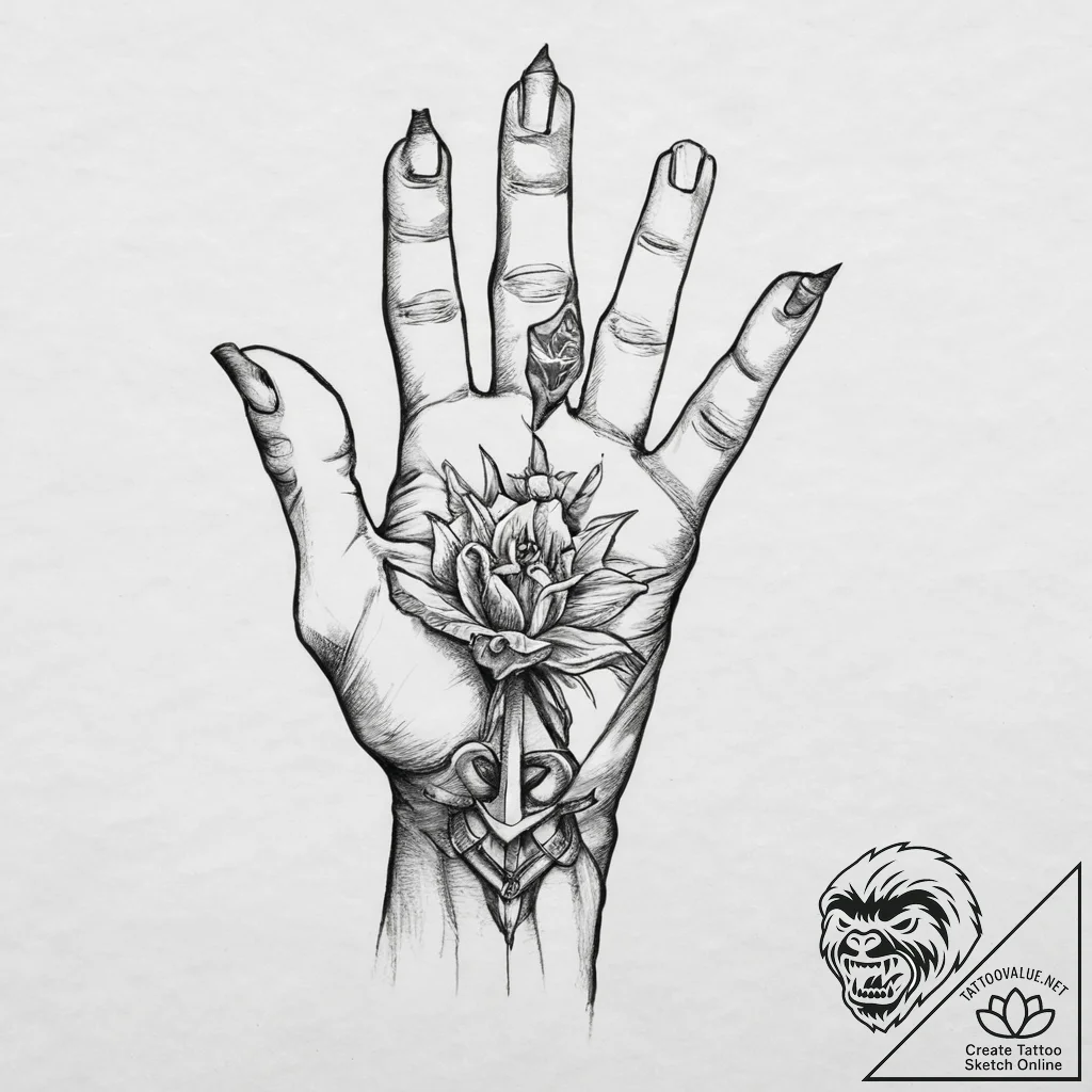 Tattoo sketch hands with a paper, artistic ta... - tattoo sketch (№1757340698_0, 08.09.2025 14:11) — tattoovalue.net