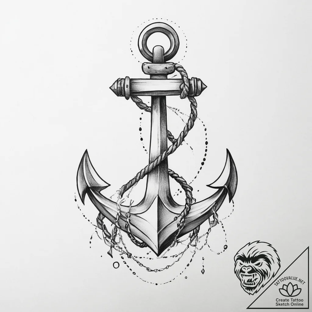 Tattoo sketch узор в виде якоря - tattoo sketch (№1757344890_0, 08.09.2025 15:21) — tattoovalue.net