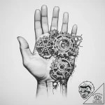 Tattoo sketch hands with a gear – tattoo sketch (№1757345091_0, 08.09.2025 15:24) — tattoovalue.net