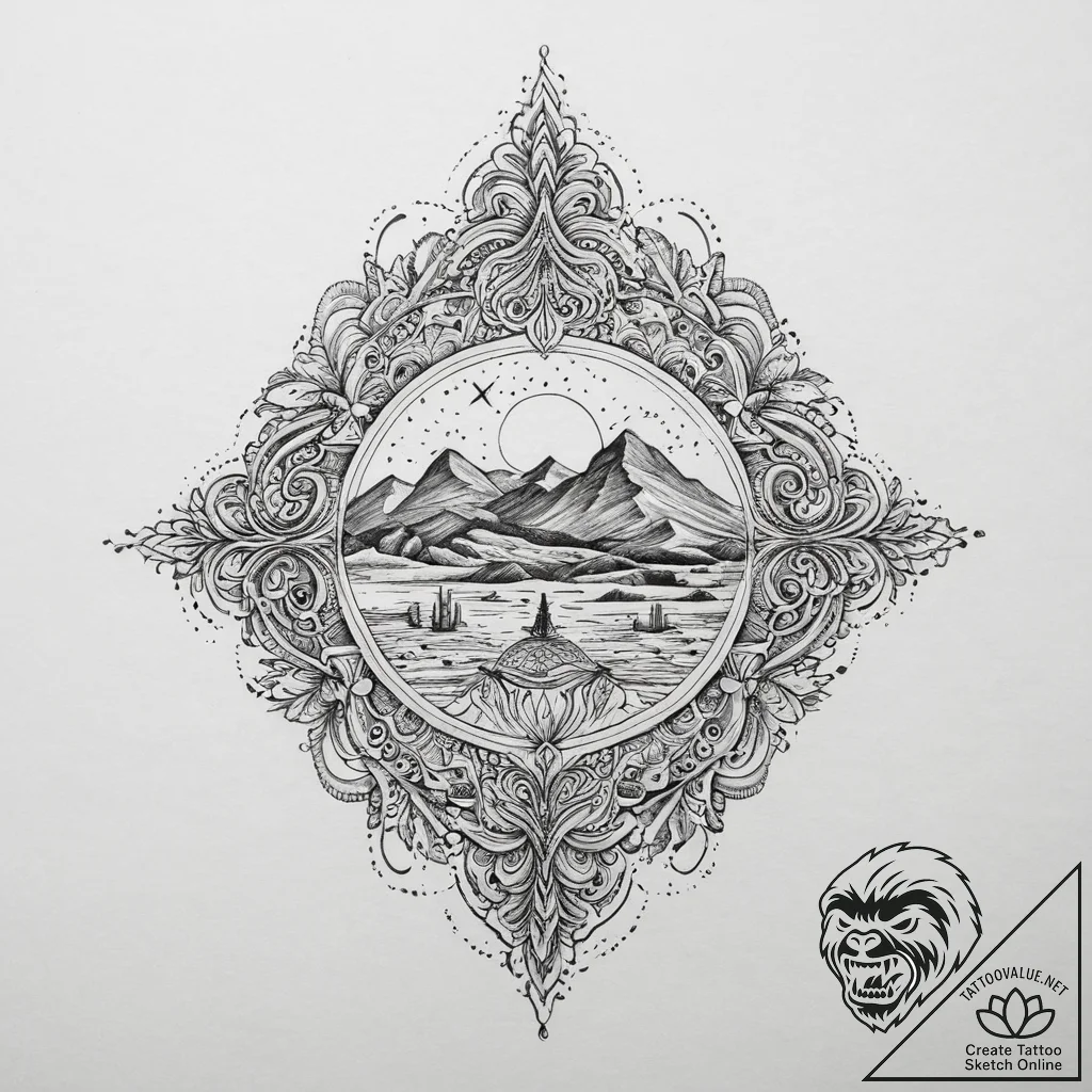 Tattoo sketch desert, tattoo sketch design, s... - tattoo sketch (№1757345296_0, 08.09.2025 15:28) — tattoovalue.net