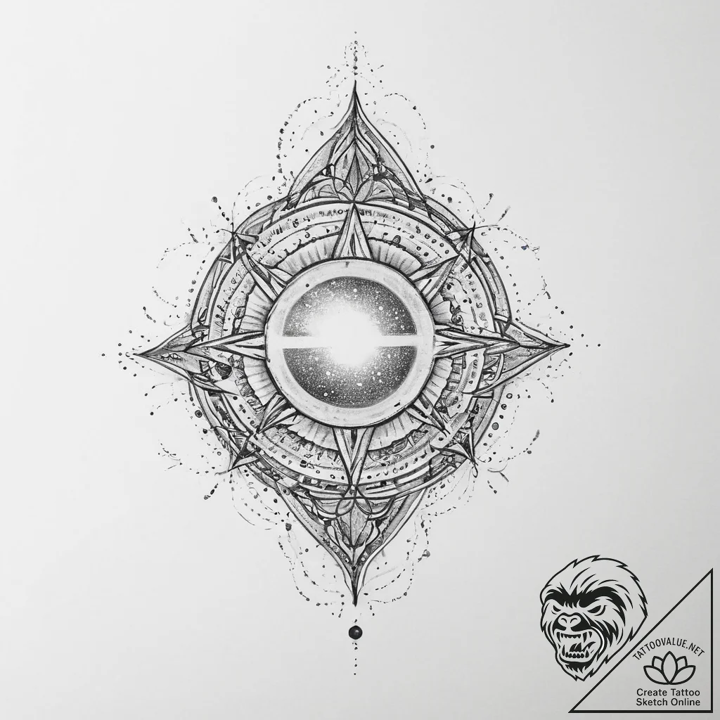 Tattoo sketch cosmic beginning - tattoo sketch (№1757346286_0, 08.09.2025 15:44) — tattoovalue.net