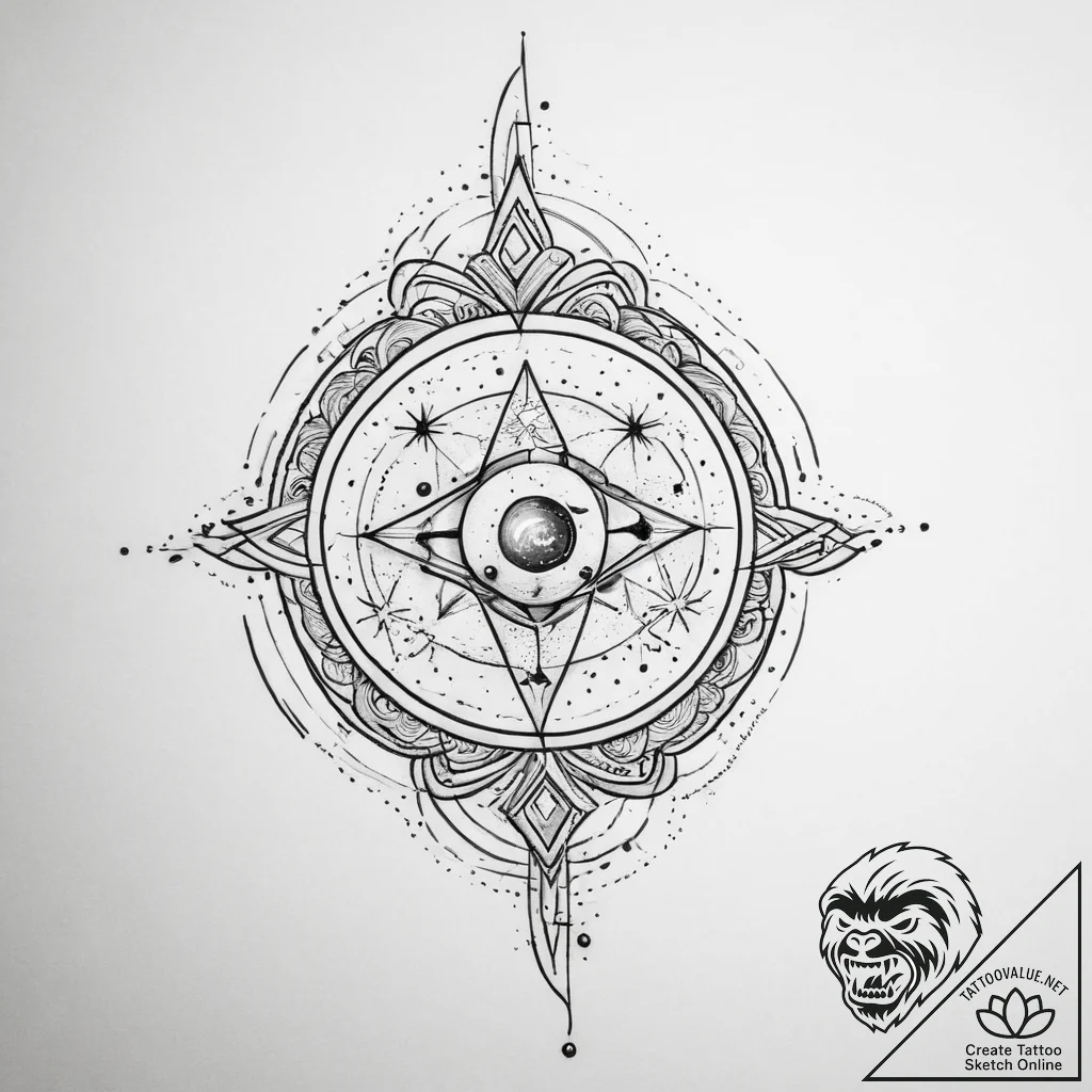 Tattoo sketch cosmic source - tattoo sketch (№1757347097_0, 08.09.2025 15:58) — tattoovalue.net