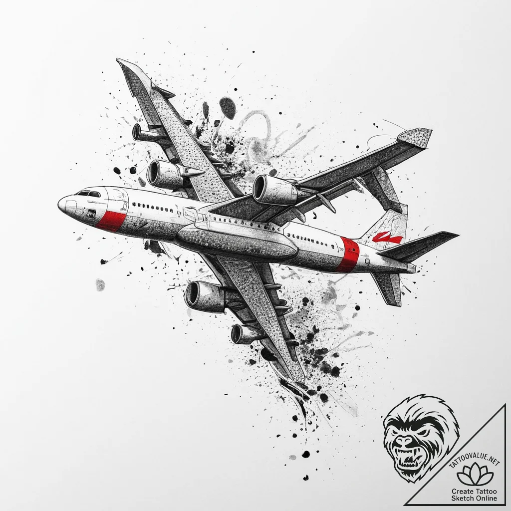 Tattoo sketch узор в виде самолета, ink illus... - tattoo sketch (№1757347696_0, 08.09.2025 16:08) — tattoovalue.net