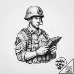 Tattoo sketch soldier with a book, concept ar… – tattoo sketch (№1757348092_0, 08.09.2025 16:14) — tattoovalue.net
