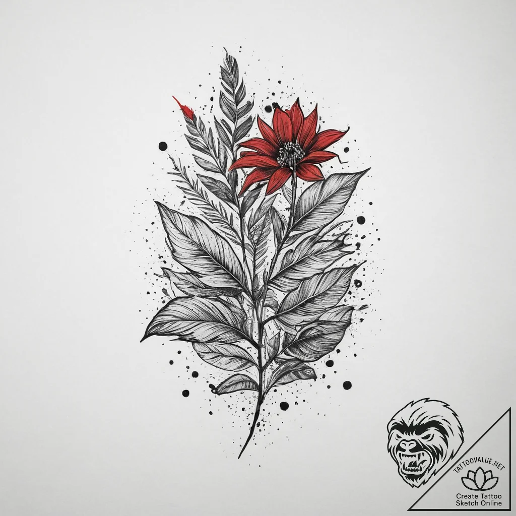 Tattoo sketch a symbolic plant, tattoo flash... - tattoo sketch (№1757349887_0, 08.09.2025 16:44) — tattoovalue.net