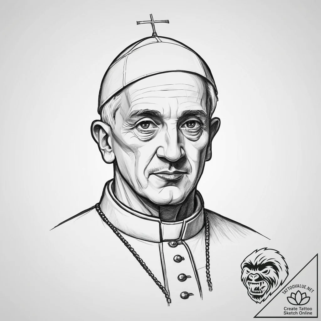 Tattoo sketch soldier with a pope, artistic t... - tattoo sketch (№1757350094_0, 08.09.2025 16:48) — tattoovalue.net