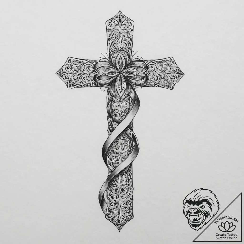 Tattoo sketch ribbon tattoo, artistic tattoo... - tattoo sketch (№1757350291_0, 08.09.2025 16:51) — tattoovalue.net