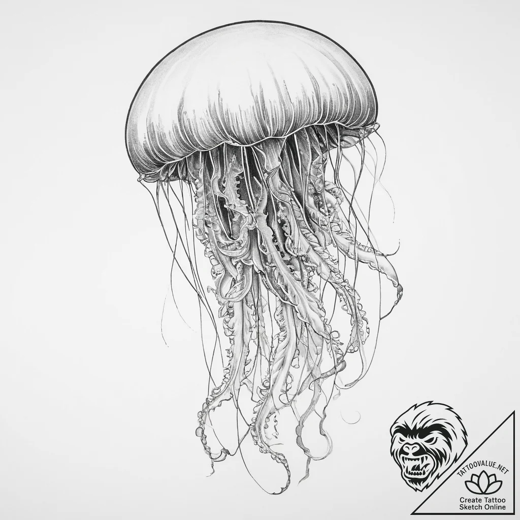Tattoo sketch jellyfish - tattoo sketch (№1757351281_0, 08.09.2025 17:08) — tattoovalue.net