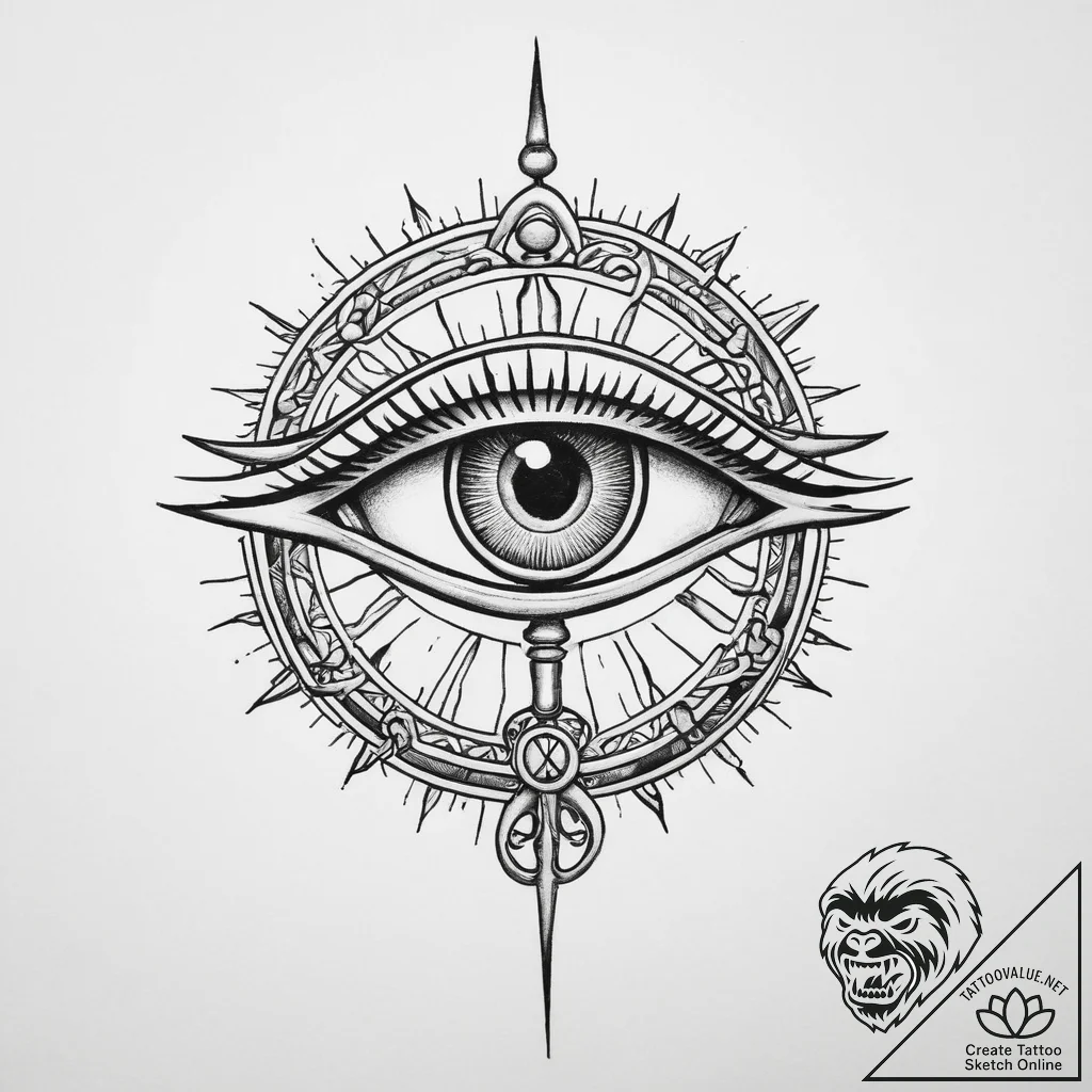 Tattoo sketch eye of ra with a sun - tattoo sketch (№1757352273_0, 08.09.2025 17:24) — tattoovalue.net