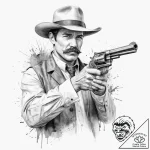 Tattoo sketch wyatt earp with a gun, tattoo d… – tattoo sketch (№1757353464_0, 08.09.2025 17:44) — tattoovalue.net