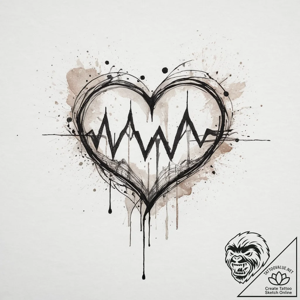 Tattoo sketch heartbeat with a pet, tattoo li... - tattoo sketch (№1757354856_0, 08.09.2025 18:07) — tattoovalue.net