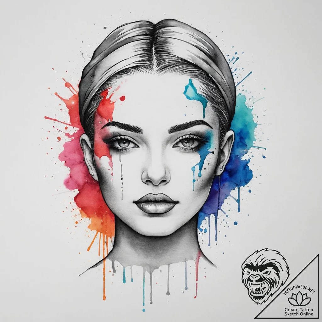 Tattoo sketch face, artistic tattoo sketch, b... - tattoo sketch (№1757355460_0, 08.09.2025 18:17) — tattoovalue.net