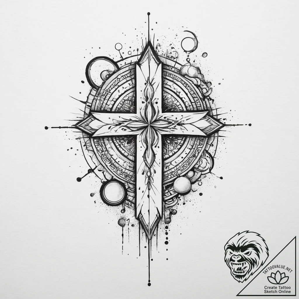 Tattoo sketch cosmic foundation, ink illustra... - tattoo sketch (№1757355857_0, 08.09.2025 18:24) — tattoovalue.net