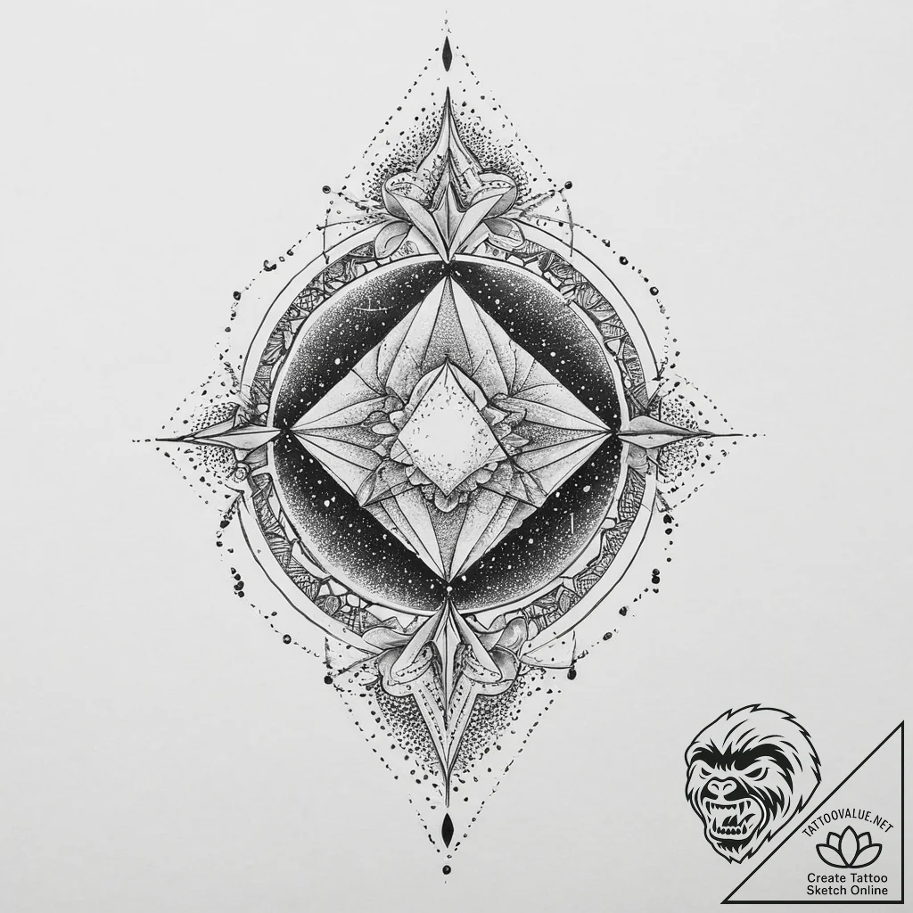 Tattoo sketch cosmic existence, tattoo drawin... - tattoo sketch (№1757356453_0, 08.09.2025 18:34) — tattoovalue.net