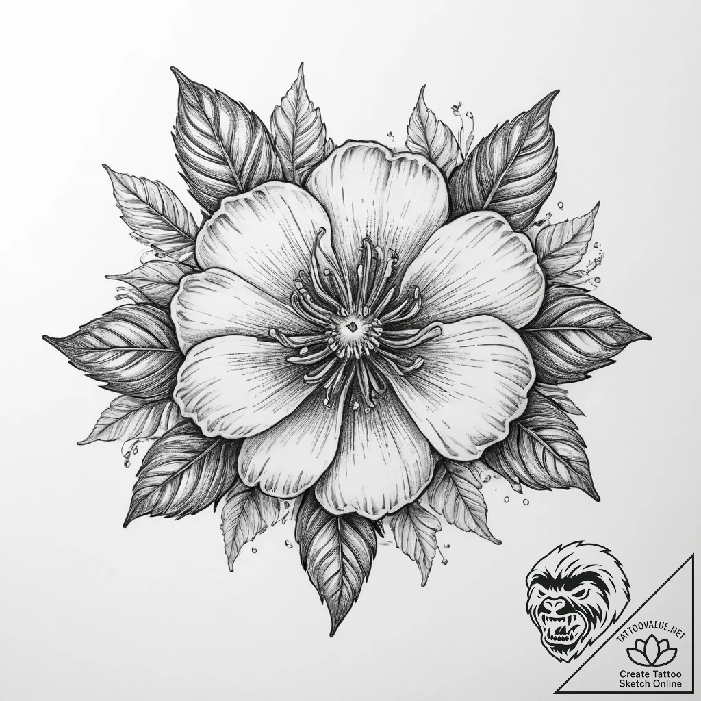 Tattoo sketch tomato flower - tattoo sketch (№1757356858_0, 08.09.2025 18:40) — tattoovalue.net