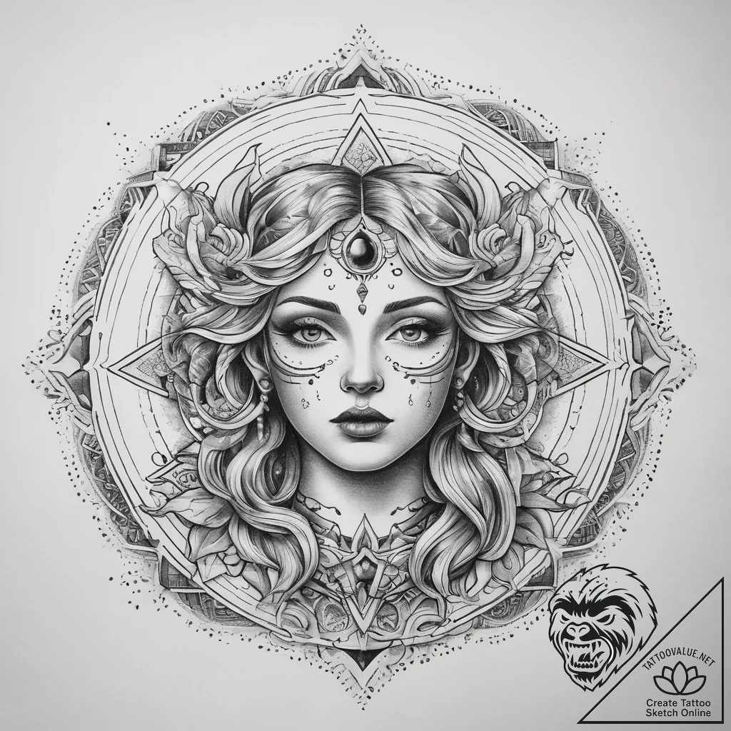 Tattoo sketch cosmic spirit, tattoo drawing o... - tattoo sketch (№1757357664_0, 08.09.2025 18:54) — tattoovalue.net