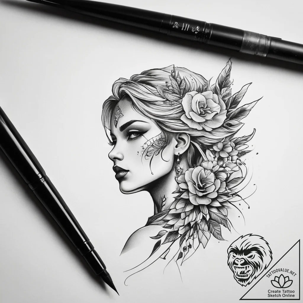Tattoo sketch paintbrush with a palette - tattoo sketch (№1757358647_0, 08.09.2025 19:10) — tattoovalue.net