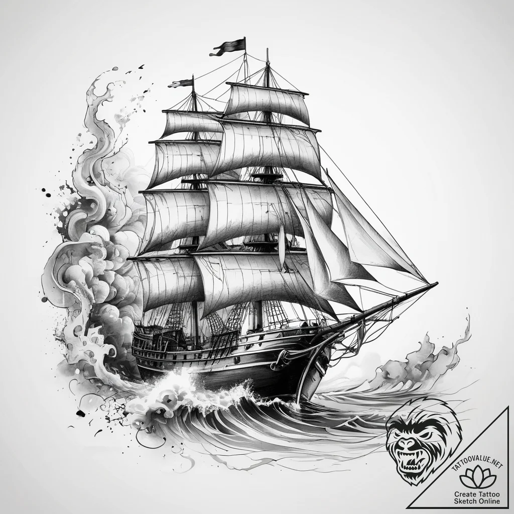 Tattoo sketch sailing ship tattoo, tattoo ske... - tattoo sketch (№1757359048_0, 08.09.2025 19:17) — tattoovalue.net
