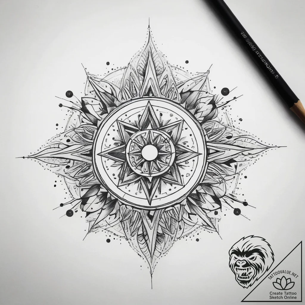 Tattoo sketch cosmic representation, ink illu... - tattoo sketch (№1757359837_0, 08.09.2025 19:30) — tattoovalue.net