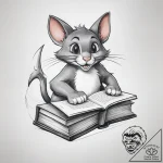 Tattoo sketch tom and jerry with a book – tattoo sketch (№1757360235_0, 08.09.2025 19:37) — tattoovalue.net
