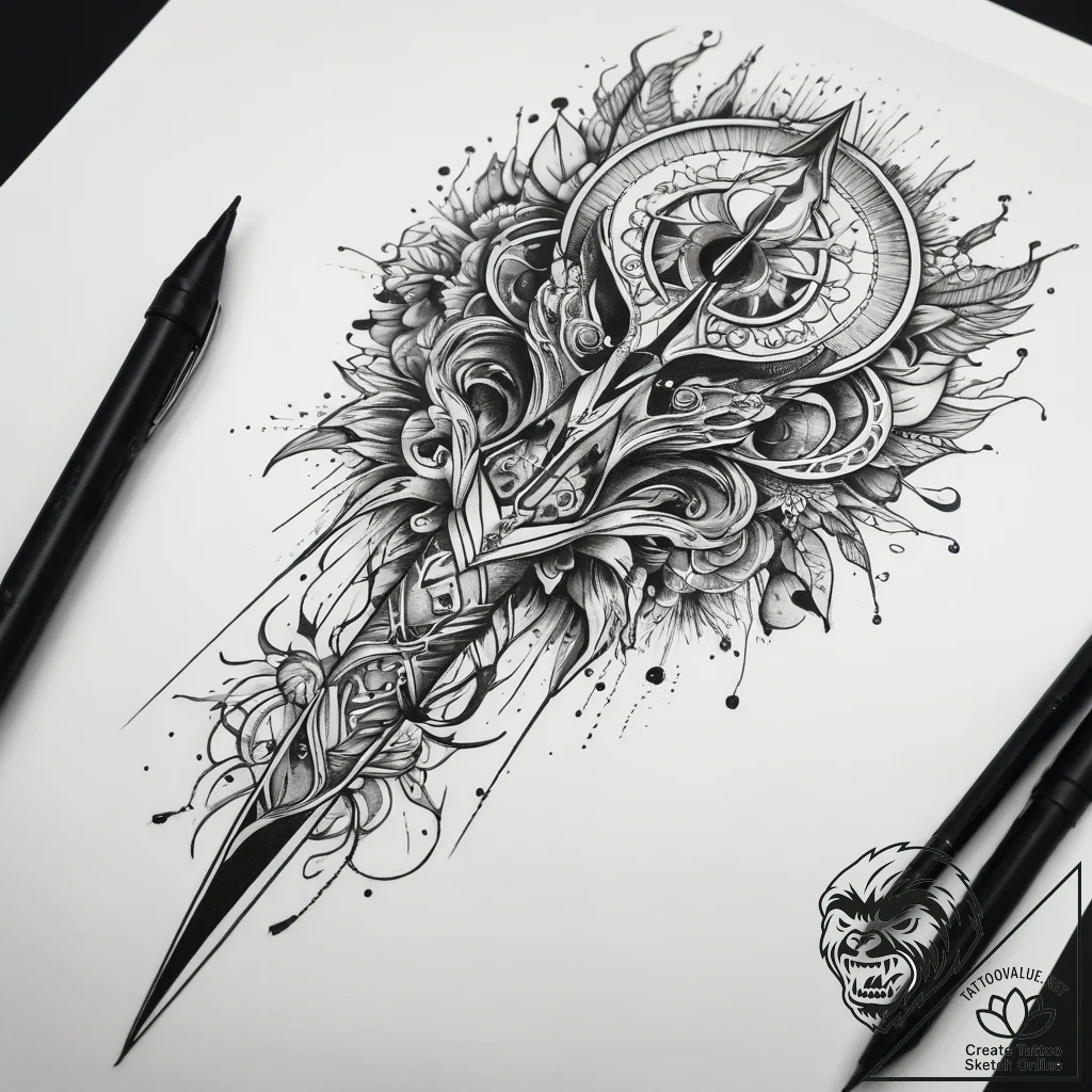 Tattoo sketch scissors, tattoo flash sheet de... - tattoo sketch (№1757360439_0, 08.09.2025 19:40) — tattoovalue.net