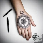 Tattoo sketch hands with a compass – tattoo sketch (№1757361432_0, 08.09.2025 19:57) — tattoovalue.net