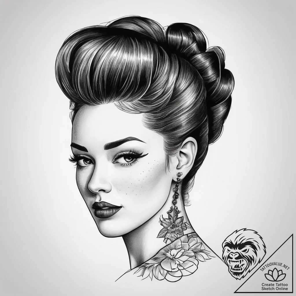 Tattoo sketch rockabilly pompadour hairstyle,... - tattoo sketch (№1757361833_0, 08.09.2025 20:03) — tattoovalue.net