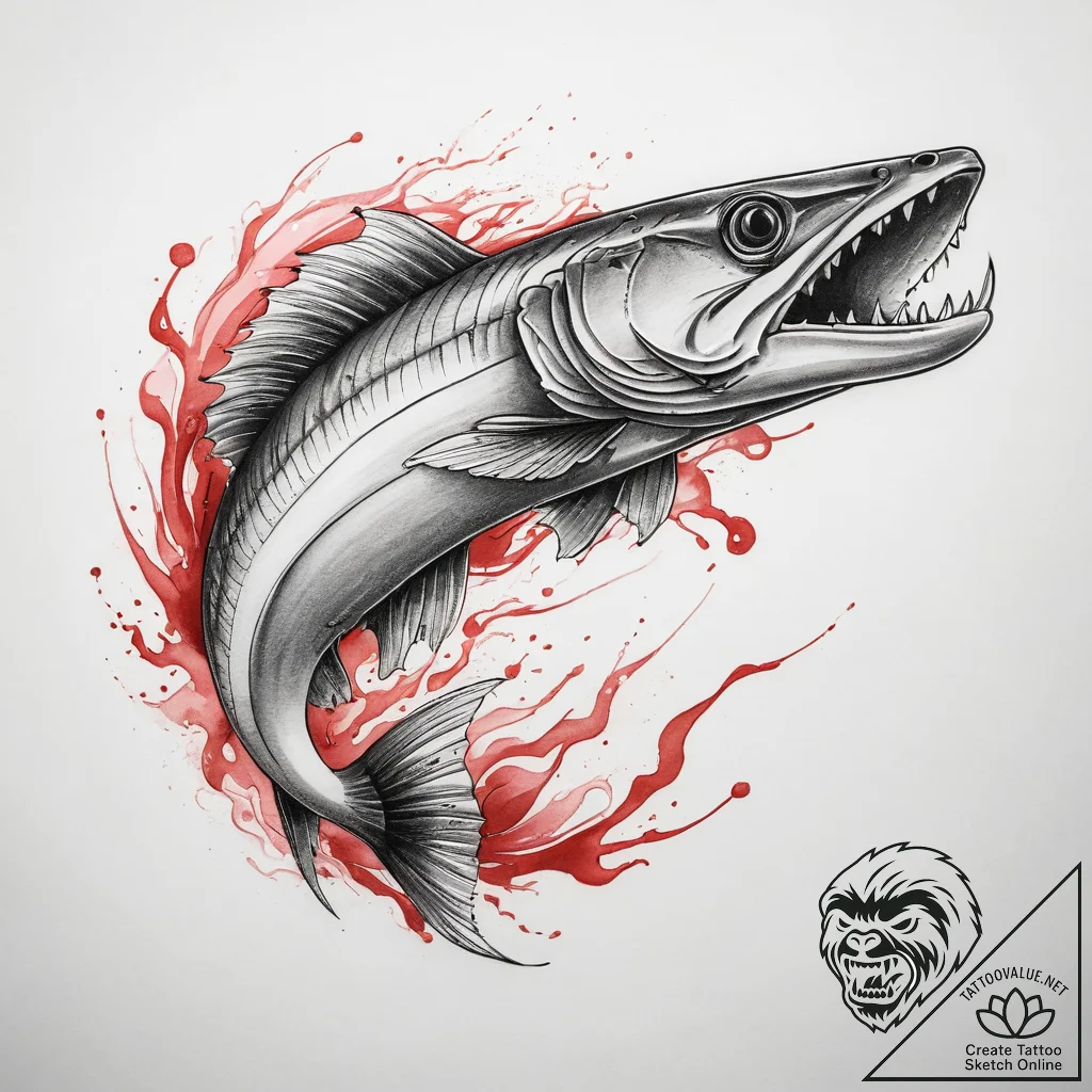 Tattoo sketch barracuda, artistic tattoo sket... - tattoo sketch (№1757364410_0, 08.09.2025 20:46) — tattoovalue.net