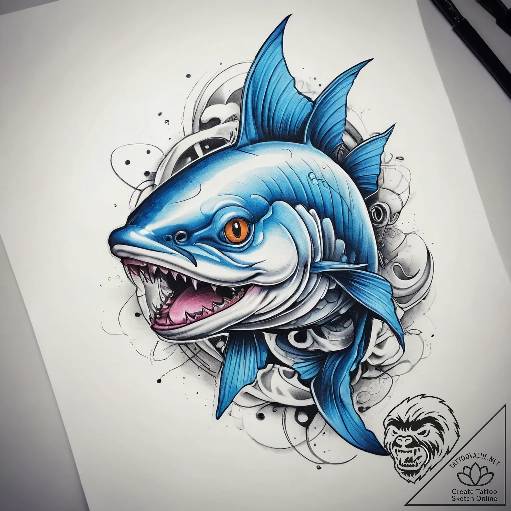 Tattoo sketch blue catfish, tattoo drawing ou... - tattoo sketch (№1757364810_0, 08.09.2025 20:53) — tattoovalue.net