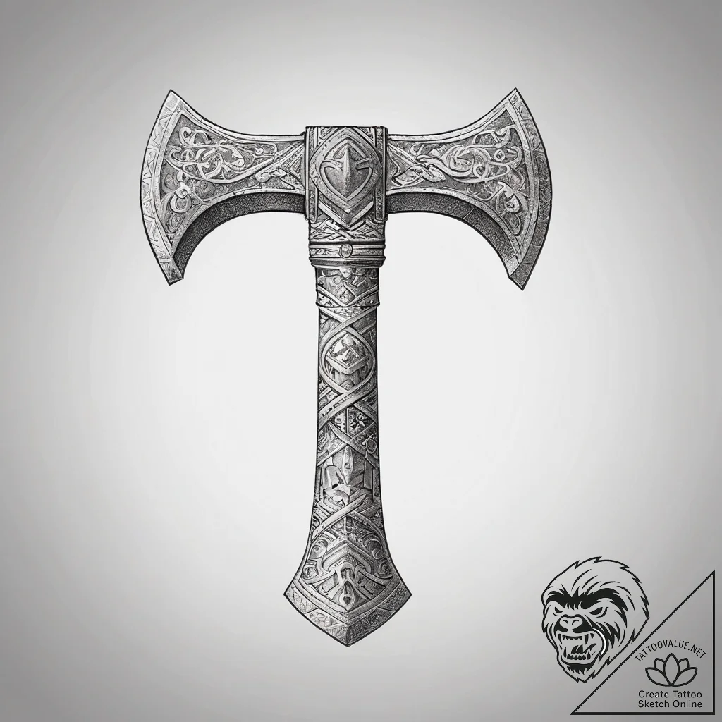 Tattoo sketch viking axe, tattoo drawing outl... - tattoo sketch (№1757365400_0, 08.09.2025 21:03) — tattoovalue.net