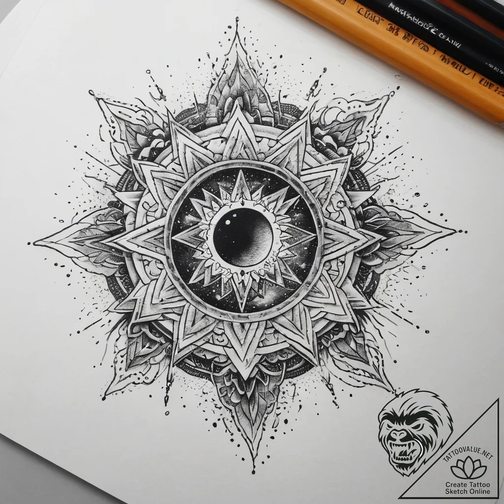 Tattoo sketch cosmic cosmos, concept art for... - tattoo sketch (№1757366207_0, 08.09.2025 21:16) — tattoovalue.net