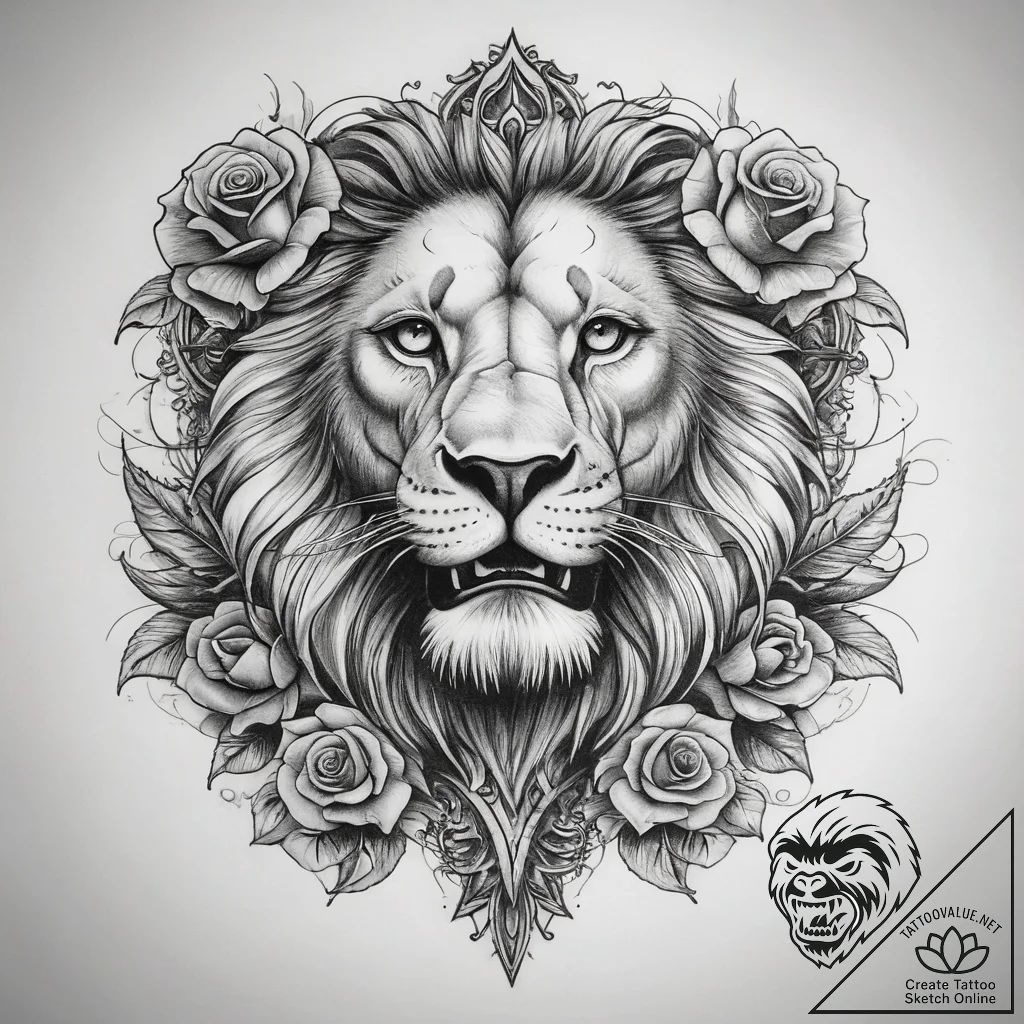 Tattoo sketch graphic лев, tattoo sketch desi... - tattoo sketch (№1757366411_0, 08.09.2025 21:20) — tattoovalue.net