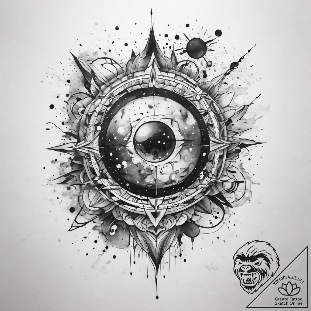 Tattoo sketch cosmic universe, tattoo drawing... - tattoo sketch (№1757367202_0, 08.09.2025 21:33) — tattoovalue.net