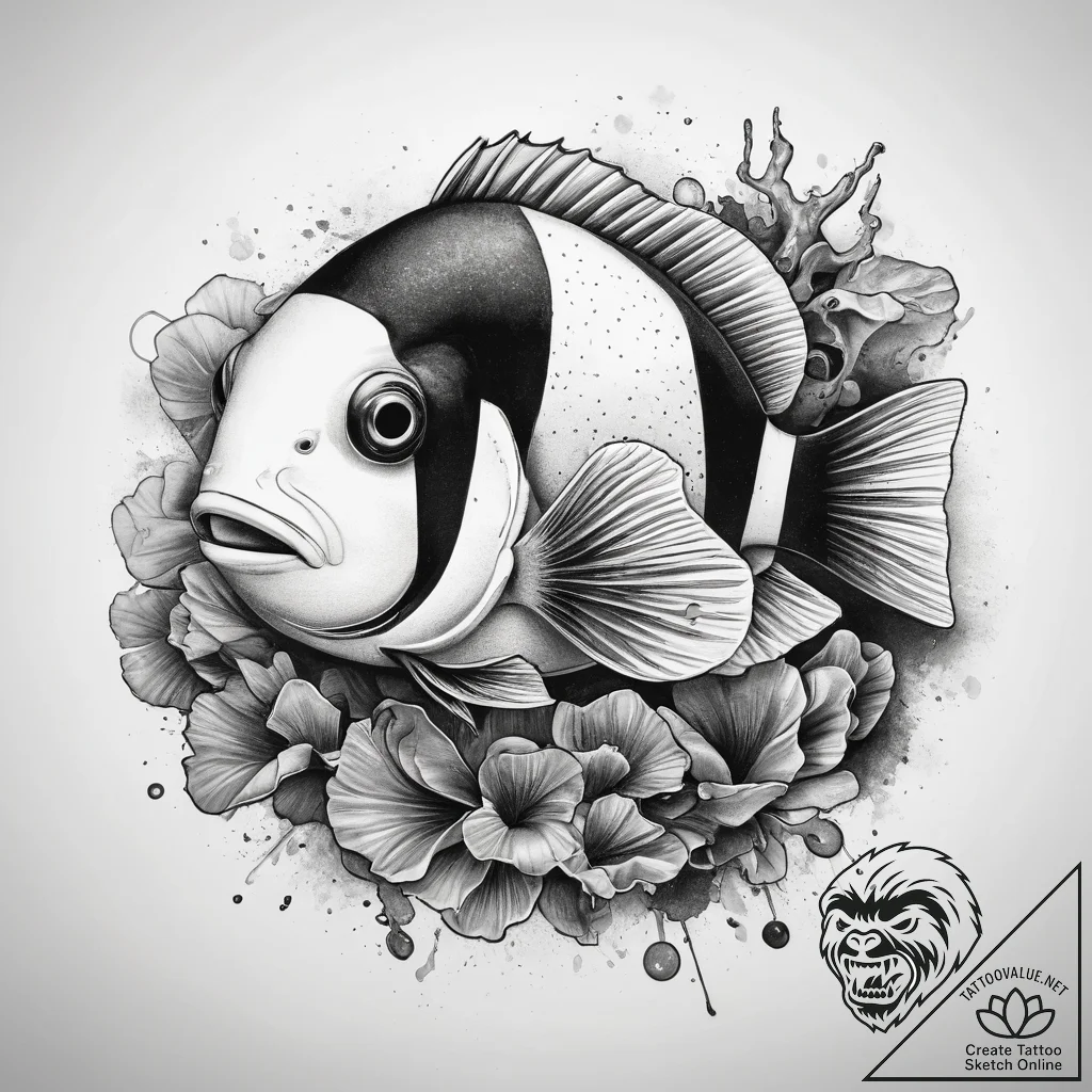 Tattoo sketch anemonefish, tattoo sketch desi... - tattoo sketch (№1757367398_0, 08.09.2025 21:36) — tattoovalue.net
