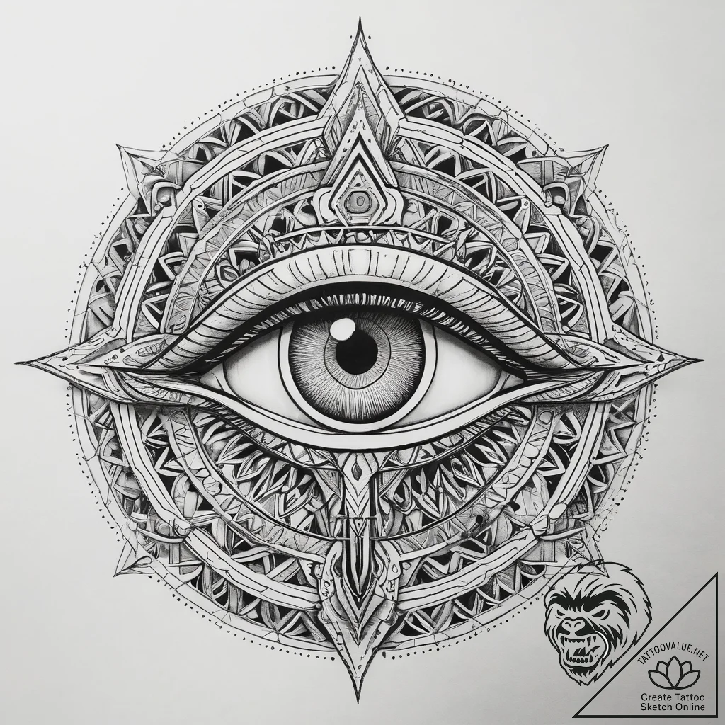 Tattoo sketch eye of ra with a crown, tattoo... - tattoo sketch (№1757367996_0, 08.09.2025 21:46) — tattoovalue.net