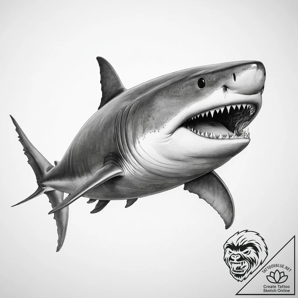 Tattoo sketch megamouth shark - tattoo sketch (№1757368587_0, 08.09.2025 21:56) — tattoovalue.net