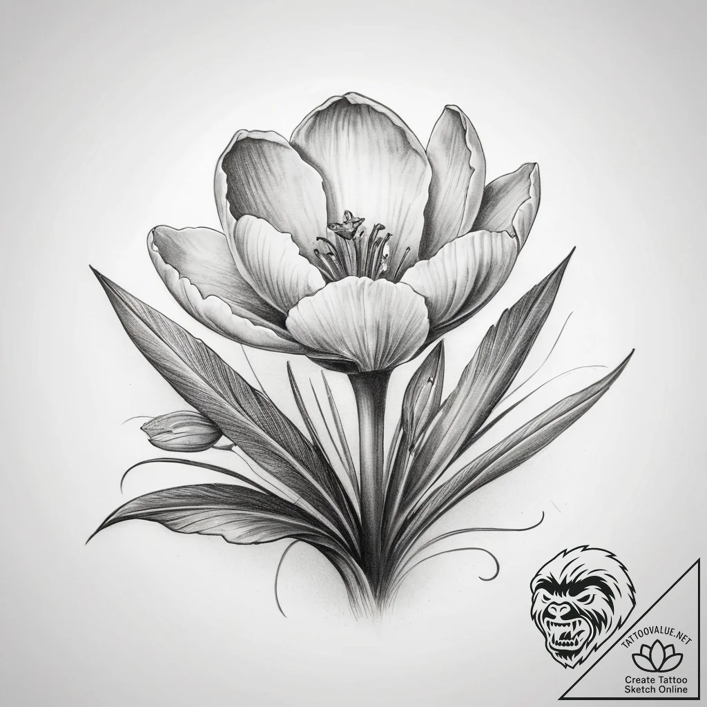 Tattoo sketch crocus - tattoo sketch (№1757368782_0, 08.09.2025 21:59) — tattoovalue.net
