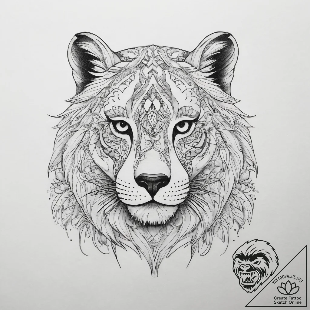 Tattoo sketch embroidery an animal, tattoo fl... - tattoo sketch (№1757368975_0, 08.09.2025 22:02) — tattoovalue.net