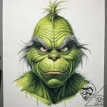 Tattoo sketch the grinch with a tear, concept… – tattoo sketch (№1757369769_0, 08.09.2025 22:16) — tattoovalue.net