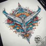 Tattoo sketch mystical plane, ink illustratio… – tattoo sketch (№1757370165_0, 08.09.2025 22:22) — tattoovalue.net