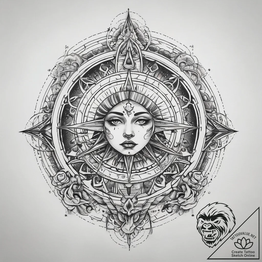 Tattoo sketch cosmic life, concept art for ta... - tattoo sketch (№1757370361_0, 08.09.2025 22:26) — tattoovalue.net