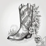 Tattoo sketch cowboy boot with a cactus, tatt… – tattoo sketch (№1757371356_0, 08.09.2025 22:42) — tattoovalue.net