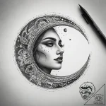 Tattoo sketch new moon, artistic tattoo sketc… – tattoo sketch (№1757372966_0, 08.09.2025 23:09) — tattoovalue.net